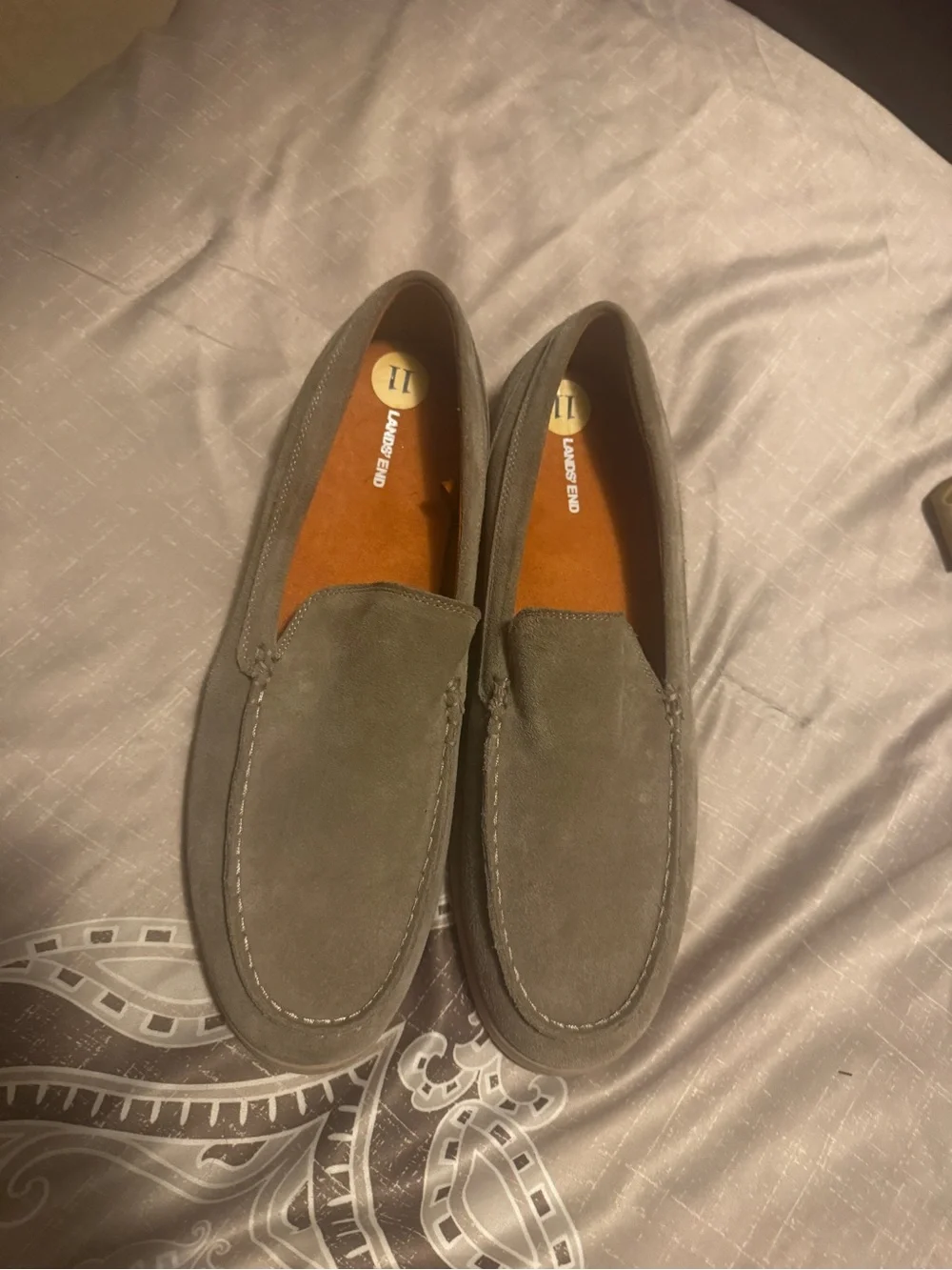 Men's Suede Lands’ End Slip-On Loafers in Olive Brown